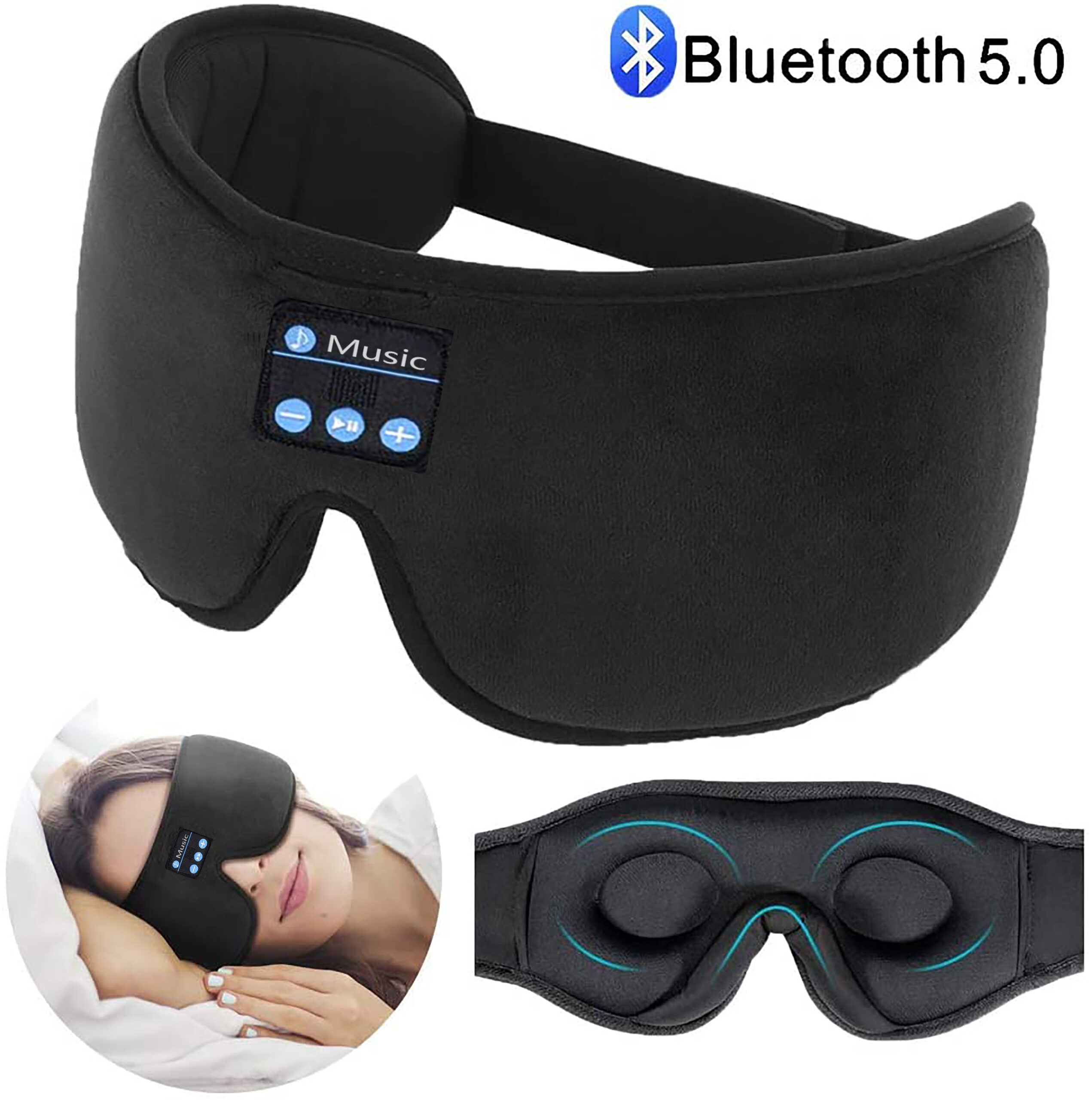 Sleep Mask Headphones Wireless Bluetooth 5.0 Eye Mask for Sleeping Side/Back Sleepers Travel Music Headsets - Image 4